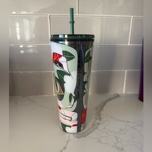 Starbucks Floral Tumbler with Green Straw